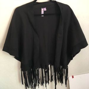 Black fringe kimono sweater